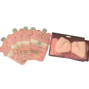 The Crème Shop Plush Pink Headband + 5 Beary Clear Skin Sheet Masks NWT Bundle